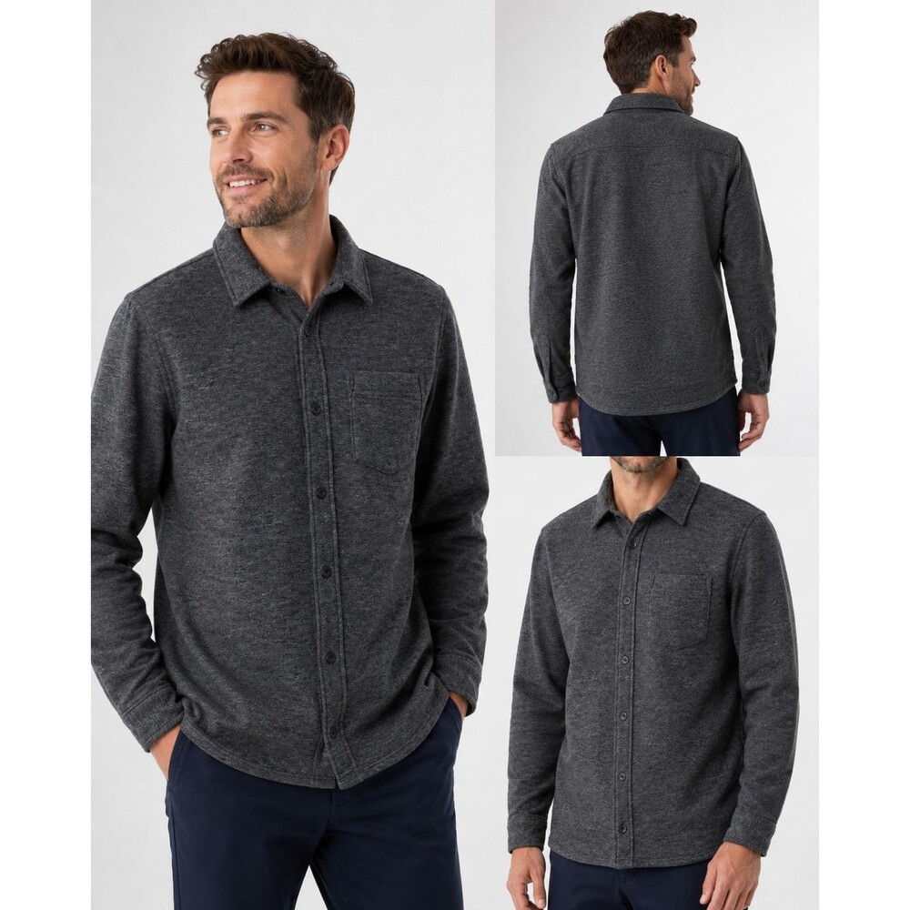 Eddie Bauer Men's Quest Fleece Shirt XL Charcoal Heather Stretch NWT - Picture 4 of 4